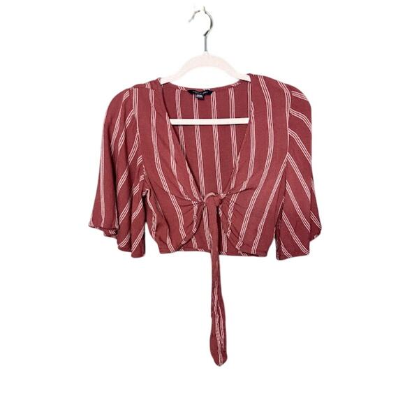 American Eagle Juniors Size Small Cropped Cardigan Striped Preppy Y2K Tie Front - Picture 1 of 6